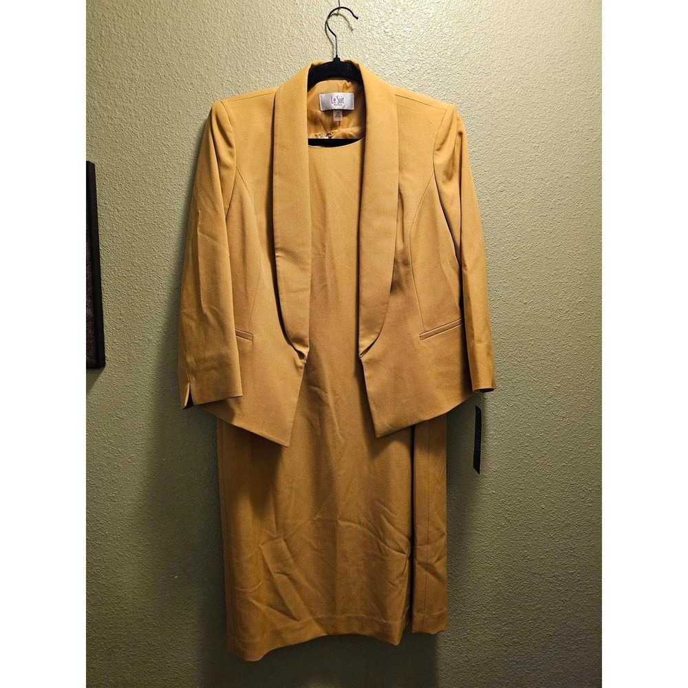 Le Suit Marigold colored dress with jacket 10P - Picture 3 of 6